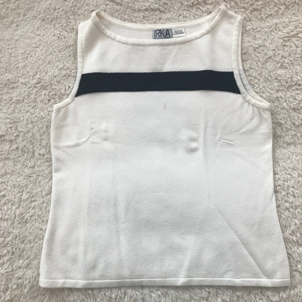 Irka White w/ Black Stripe Sleeveless Sweater